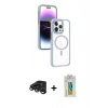 MARSİLYAN™- iPhone 15 Pro Max Kılıf Yörünge Klasik - Siyah Polymer Nano Ekran Koruyucu + Raze Metal Kamera Lens - TMGI