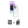 MARSİLYAN™- iPhone 15 Pro Max Kılıf Yörünge Klasik - Siyah Vanessa Magic Cam + PVD Metal Kamera Lens - GI