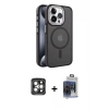 MARSİLYAN™- iPhone 15 Pro Max Kılıf Yörünge Klasik - Siyah Vanessa Magic Cam + PVD Metal Kamera Lens - GI