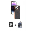 MARSİLYAN™- iPhone 15 Pro Max Kılıf Yörünge Klasik - Siyah Vanessa Magic Cam + PVD Metal Kamera Lens - GI