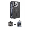 MARSİLYAN™- iPhone 15 Pro Max Kılıf Yörünge Klasik - Siyah Vanessa Magic Cam + PVD Metal Kamera Lens - TU