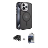 MARSİLYAN™- iPhone 15 Pro Max Kılıf Yörünge Klasik - Siyah Vanessa Magic Cam + Raze Metal Kamera Lens - GS