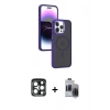 MARSİLYAN™- iPhone 15 Pro Max Kılıf Yörünge Klasik - Siyah Vanessa Magic Hayalet Cam + PVD Metal Kamera Lens - LT