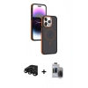 MARSİLYAN™- iPhone 15 Pro Max Kılıf Yörünge Klasik - Siyah Vanessa Magic Hayalet Cam + Raze Metal Kamera Lens - SH
