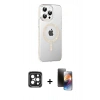 MARSİLYAN™- iPhone 15 Pro Max Kılıf Yörünge Koleksiyonu - Siyah 3D Antistatik Mat Seramik Nano Ekran Koruyucu + PVD Metal Kamera Lens - SH