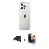 MARSİLYAN™- iPhone 15 Pro Max Kılıf Yörünge Koleksiyonu - Siyah 3D Antistatik Mat Seramik Nano Ekran Koruyucu + Raze Metal Kamera Lens - GS