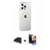 MARSİLYAN™- iPhone 15 Pro Max Kılıf Yörünge Koleksiyonu - Siyah 3D Antistatik Mat Seramik Nano Ekran Koruyucu + Raze Metal Kamera Lens - TMGI