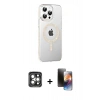 MARSİLYAN™- iPhone 15 Pro Max Kılıf Yörünge Koleksiyonu - Siyah 3D Antistatik Mat Seramik Nano Ekran Koruyucu + PVD Metal Kamera Lens - GI
