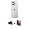 MARSİLYAN™- iPhone 15 Pro Max Kılıf Yörünge Koleksiyonu - Siyah 3D Antistatik Mat Seramik Nano Ekran Koruyucu + Raze Metal Kamera Lens - SH