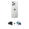MARSİLYAN™- iPhone 15 Pro Max Kılıf Yörünge Koleksiyonu - Siyah 3D Antistatik Seramik Nano Ekran Koruyucu + Raze Metal Kamera Lens - TMGI