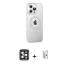 MARSİLYAN™- iPhone 15 Pro Max Kılıf Yörünge Koleksiyonu - Siyah Bilvis 0.18mm Plus Cam Ekran Koruyucu + PVD Metal Kamera Lens - SH