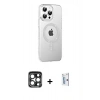 MARSİLYAN™- iPhone 15 Pro Max Kılıf Yörünge Koleksiyonu - Siyah Bilvis 0.18mm Plus Cam Ekran Koruyucu + PVD Metal Kamera Lens - LT