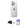 MARSİLYAN™- iPhone 15 Pro Max Kılıf Yörünge Koleksiyonu - Siyah Bilvis 5in1 3D Magic Cam Ekran Koruyucu + Raze Metal Kamera Lens - SH