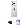 MARSİLYAN™- iPhone 15 Pro Max Kılıf Yörünge Koleksiyonu - Siyah Bilvis 5in1 3D Magic Cam Ekran Koruyucu + Raze Metal Kamera Lens - SH