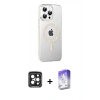 MARSİLYAN™- iPhone 15 Pro Max Kılıf Yörünge Koleksiyonu - Siyah Bilvis 5in1 3D Magic Cam Ekran Koruyucu + PVD Metal Kamera Lens - SH