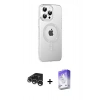 MARSİLYAN™- iPhone 15 Pro Max Kılıf Yörünge Koleksiyonu - Siyah Bilvis 5in1 3D Magic Cam Ekran Koruyucu + Gümüş Raze Metal Kamera Lens