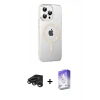 MARSİLYAN™- iPhone 15 Pro Max Kılıf Yörünge Koleksiyonu - Siyah Bilvis 5in1 3D Magic Cam Ekran Koruyucu + Titanyum Gri Raze Metal Kamera Lens