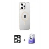 MARSİLYAN™- iPhone 15 Pro Max Kılıf Yörünge Koleksiyonu - Siyah Bilvis 5in1 5D Magic Hayalet Cam Ekran Koruyucu + PVD Metal Kamera Lens - LT