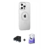 MARSİLYAN™- iPhone 15 Pro Max Kılıf Yörünge Koleksiyonu - Siyah Bilvis 5in1 5D Magic Hayalet Cam Ekran Koruyucu + Raze Metal Kamera Lens - LT