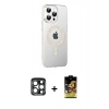 MARSİLYAN™- iPhone 15 Pro Max Kılıf Yörünge Koleksiyonu - Siyah Buffer Cam Ekran Koruyucu + PVD Metal Kamera Lens - LT
