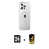 MARSİLYAN™- iPhone 15 Pro Max Kılıf Yörünge Koleksiyonu - Siyah Buffer Cam Ekran Koruyucu + PVD Metal Kamera Lens - GI