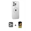MARSİLYAN™- iPhone 15 Pro Max Kılıf Yörünge Koleksiyonu - Siyah Buffer Cam Ekran Koruyucu + PVD Metal Kamera Lens - LT
