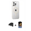MARSİLYAN™- iPhone 15 Pro Max Kılıf Yörünge Koleksiyonu - Siyah Buffer Hayalet Cam Ekran Koruyucu + Gümüş Raze Metal Kamera Lens