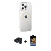 MARSİLYAN™- iPhone 15 Pro Max Kılıf Yörünge Koleksiyonu - Siyah Buffer Hayalet Cam Ekran Koruyucu + Raze Metal Kamera Lens - LT