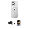 MARSİLYAN™- iPhone 15 Pro Max Kılıf Yörünge Koleksiyonu - Siyah Buffer Hayalet Cam Ekran Koruyucu + Raze Metal Kamera Lens - LT