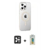 MARSİLYAN™- iPhone 15 Pro Max Kılıf Yörünge Koleksiyonu - Siyah Polymer Nano Ekran Koruyucu + Siyah PVD Metal Kamera Lens