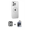 MARSİLYAN™- iPhone 15 Pro Max Kılıf Yörünge Koleksiyonu - Siyah Vanessa Magic Cam + Lacivert PVD Metal Kamera Lens
