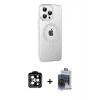 MARSİLYAN™- iPhone 15 Pro Max Kılıf Yörünge Koleksiyonu - Siyah Vanessa Magic Cam + PVD Metal Kamera Lens - TU