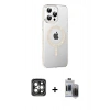 MARSİLYAN™- iPhone 15 Pro Max Kılıf Yörünge Koleksiyonu - Siyah Vanessa Magic Hayalet Cam + PVD Metal Kamera Lens - GI