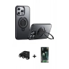 MARSİLYAN™- iPhone 15 Pro Max Kılıf Zirve Çizgi Prime - Şeffaf 360 Full Body Arka Koruyucu + Raze Metal Kamera Lens - SH