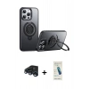MARSİLYAN™- iPhone 15 Pro Max Kılıf Zirve Çizgi Prime - Şeffaf Pasifik Cam Ekran Koruyucu + Raze Metal Kamera Lens - LT