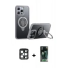 MARSİLYAN™- iPhone 15 Pro Max Kılıf Zirve Çizgi Prime - Siyah 360 Mat Full Body Arka Koruyucu + PVD Metal Kamera Lens - LT