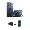 MARSİLYAN™- iPhone 15 Pro Max Kılıf Zirve Çizgi Prime - Siyah 360 Mat Full Body Arka Koruyucu + Raze Metal Kamera Lens - SH