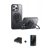 MARSİLYAN™- iPhone 15 Pro Max Kılıf Zirve Çizgi Prime - Siyah 3D Antistatik Hayalet Cam Ekran Koruyucu + Raze Metal Kamera Lens - GS