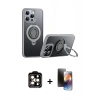 MARSİLYAN™- iPhone 15 Pro Max Kılıf Zirve Çizgi Prime - Siyah 3D Antistatik Mat Seramik Nano Ekran Koruyucu + PVD Metal Kamera Lens - TU