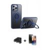 MARSİLYAN™- iPhone 15 Pro Max Kılıf Zirve Çizgi Prime - Siyah 3D Antistatik Mat Seramik Nano Ekran Koruyucu + Raze Metal Kamera Lens - TMGI