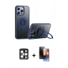 MARSİLYAN™- iPhone 15 Pro Max Kılıf Zirve Çizgi Prime - Siyah 3D Antistatik Mat Seramik Nano Ekran Koruyucu + PVD Metal Kamera Lens - LT