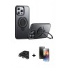 MARSİLYAN™- iPhone 15 Pro Max Kılıf Zirve Çizgi Prime - Siyah 3D Antistatik Mat Seramik Nano Ekran Koruyucu + Raze Metal Kamera Lens - TMGI