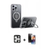 MARSİLYAN™- iPhone 15 Pro Max Kılıf Zirve Çizgi Prime - Siyah 3D Antistatik Mat Seramik Nano Ekran Koruyucu + PVD Metal Kamera Lens - GS
