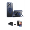 MARSİLYAN™- iPhone 15 Pro Max Kılıf Zirve Çizgi Prime - Siyah 3D Antistatik Mat Seramik Nano Ekran Koruyucu + Raze Metal Kamera Lens - LT