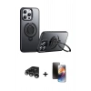 MARSİLYAN™- iPhone 15 Pro Max Kılıf Zirve Çizgi Prime - Siyah 3D Antistatik Mat Seramik Nano Ekran Koruyucu + Raze Metal Kamera Lens - GS
