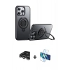 MARSİLYAN™- iPhone 15 Pro Max Kılıf Zirve Çizgi Prime - Siyah 3D Antistatik Seramik Nano Ekran Koruyucu + Raze Metal Kamera Lens - GS