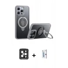 MARSİLYAN™- iPhone 15 Pro Max Kılıf Zirve Çizgi Prime - Siyah Bilvis 0.18mm Plus Cam Ekran Koruyucu + Siyah PVD Metal Kamera Lens
