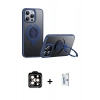 MARSİLYAN™- iPhone 15 Pro Max Kılıf Zirve Çizgi Prime - Siyah Bilvis 0.18mm Plus Cam Ekran Koruyucu + PVD Metal Kamera Lens - TU