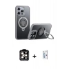 MARSİLYAN™- iPhone 15 Pro Max Kılıf Zirve Çizgi Prime - Siyah Bilvis 0.18mm Plus Cam Ekran Koruyucu + PVD Metal Kamera Lens - TU