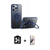 MARSİLYAN™- iPhone 15 Pro Max Kılıf Zirve Çizgi Prime - Siyah Bilvis 3D Mat Cam Ekran Koruyucu + Turuncu PVD Metal Kamera Lens